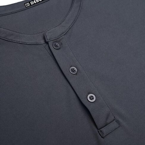 Men Henley Shirts Long Sleeve Polo Shirt Basic Tee Casual T-Shirt Button Collared Lightweight Quick Dry Top in Saudi Arabia