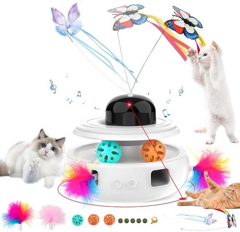 5 in 1 Interactive Cat Toys - Automatic Kitten Toys, Cat Toys for Indoor Cats, Cat Enrichment and Butterfly Toy for Pets Chase and Exercise in Saudi Arabia