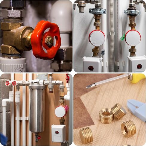 12 قطعة من مقابس NPT مقاس 1/4 بوصة، سدادة نحاسية سداسية مغمورة مقاس 1/4 بوصة NPT مجموعة تركيب أنابيب ذكر، مقبس سداسي داخلي طقم توصيل أنبوب مع خيط لإغلاق نهاية الأنبوب in Kuwait