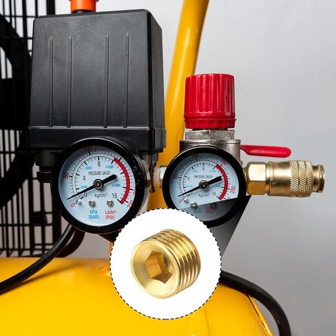 12 قطعة من مقابس NPT مقاس 1/4 بوصة، سدادة نحاسية سداسية مغمورة مقاس 1/4 بوصة NPT مجموعة تركيب أنابيب ذكر، مقبس سداسي داخلي طقم توصيل أنبوب مع خيط لإغلاق نهاية الأنبوب in Kuwait