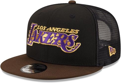 New Era LA Los Angeles Lakers 9FIFTY Golden 17x NBA Finals Champions Trucker Cap, Adjustable Hat in Saudi Arabia