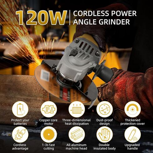 طاحونة زاوية لاسلكية لبطارية DeWalt 20V بحد أقصى، 10000 دورة في الدقيقة، 3 سرعات متغيرة، أداة طحن زاوية بدون فرش، عجلات طحن 5 بوصة، عجلة قطع، أقراص رفرف ومقبض مساعد قابل للتعديل (الأداة فقط) in Kuwait