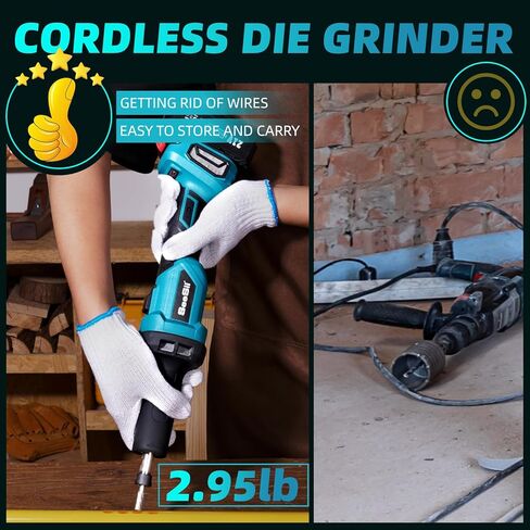 مطحنة قوالب لاسلكية من Seesi مقاس 6 مم، مطحنة كهربائية بـ 3 سرعات بحد أقصى 25000 دورة في الدقيقة مع بطارية 2 × 4.0 أمبير في الساعة وشاحن سريع، مطحنة قوالب بدون فرش مع 4 رؤوس طحن لطحن المعادن وتلميعها in Kuwait