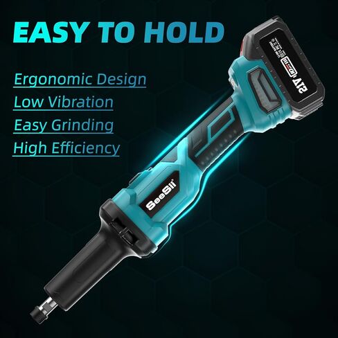 مطحنة قوالب لاسلكية من Seesi مقاس 6 مم، مطحنة كهربائية بـ 3 سرعات بحد أقصى 25000 دورة في الدقيقة مع بطارية 2 × 4.0 أمبير في الساعة وشاحن سريع، مطحنة قوالب بدون فرش مع 4 رؤوس طحن لطحن المعادن وتلميعها in Kuwait