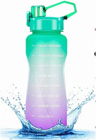 زجاجة مياه متدرجة من مينيسو مع أوقات للشرب والقش، خالية من مادة BPA، مانعة للتسرب وغير سامة، سعة 34oz مع حزام حمل - مثالية للرياضة واللياقة البدنية والأنشطة الخارجية - أزرق وردي in Kuwait