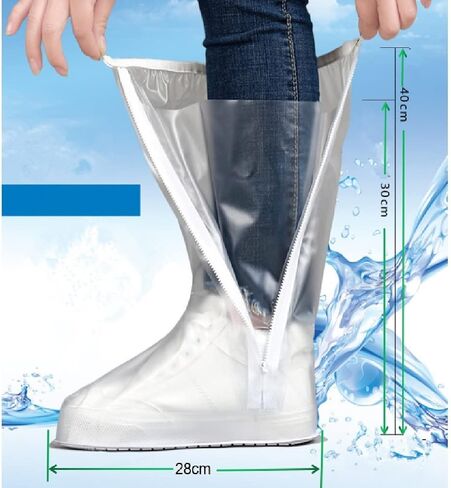 Rain Waterproof Boot Cover Non-Slip Shoes Cover Foldable Portable Reusable PVC Snow Sole Overshoes Galoshes for Women 7.5-8.5 Men6.5-7 Cycling Camping Fishing Travel Black, XL in Saudi Arabia