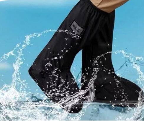 Rain Waterproof Boot Cover Non-Slip Shoes Cover Foldable Portable Reusable PVC Snow Sole Overshoes Galoshes for Women 7.5-8.5 Men6.5-7 Cycling Camping Fishing Travel Black, XL in Saudi Arabia