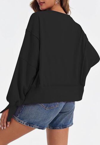 Sweatshirt for Women Fall Outfits Crewneck Long Sleeve Pullover Crop Tops Oversized Side Slit Winter Clothes 2024 in Saudi Arabia