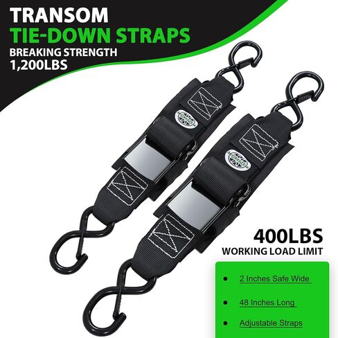 StarLeaparts Transom Tie Down Kits (2PK) -2" x 4' Boat Transom Straps,1200lb Guarantee Break Strength Boat Straps for Trailer, Boat or Kayak Secure(Green) in Saudi Arabia