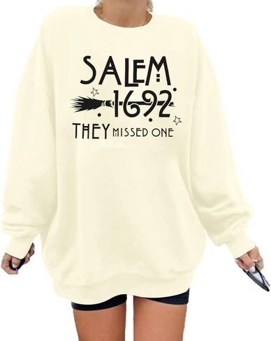 Halloween Sweatshirt Women Salem 1692 They Missed One Shirt Halloween Witch Sweaters Crewneck Holiday Pullover in Saudi Arabia