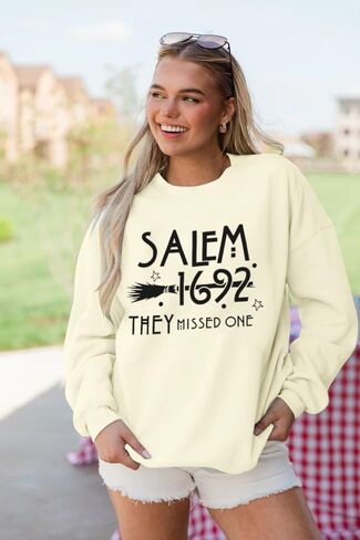 Halloween Sweatshirt Women Salem 1692 They Missed One Shirt Halloween Witch Sweaters Crewneck Holiday Pullover in Saudi Arabia
