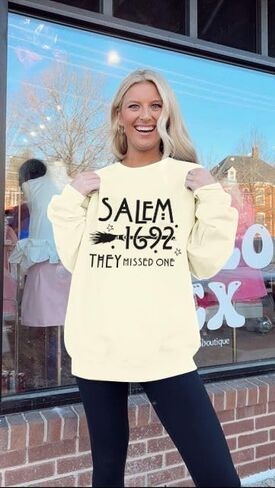 Halloween Sweatshirt Women Salem 1692 They Missed One Shirt Halloween Witch Sweaters Crewneck Holiday Pullover in Saudi Arabia