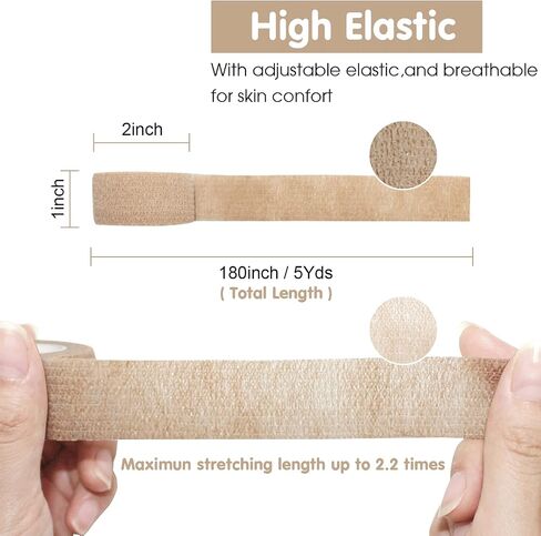 Self Stick Cohesive Bandage Latex 1"x5 Yards First Aid Bandages Stretch Sport Wrap Vet Tape for Wrist Ankle Sprain and Swelling,Skin in Saudi Arabia