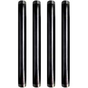 SupplyGiant 3/4 x 36 Inch Steel Black Pipe (4-Pack), Heavy Duty Industrial Malleable Steel Pipes, 3/4" x 36" Pre Cut Threaded Nipple Connector For All DIY Furniture And Black Pipe Shelving