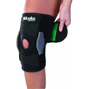 MUELLER Green Adjustable Hinged Knee Brace, Black/Green, One Size Fits Most
