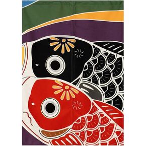 Japan Noren Door Curtain Ukiyoe Carp Fish Japanese Doorway Curtain Room Divider Home Decor, 33 x 59 inches