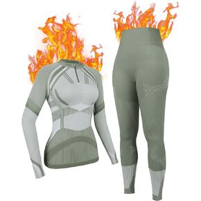 ATTRACO Womens Thermal Underwear Sets Half Zip Womens Long Johns Underwear Thermal Wear for Women Thermal Set Winter
