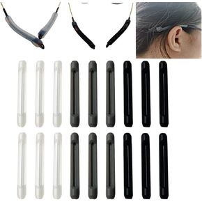 Soft Silicone Eyeglasses Temple Tips Sleeve Retainer,Anti-Slip Elastic Comfort For Spectacle Reading Glasses Sunglasses Eyewear。（9Pairs)（3 pairs -Clear 3 pairs -Gray 3 pairs -Black）