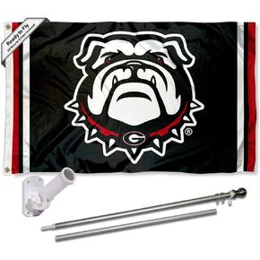 College Flags & Banners Co. Georgia Bulldogs Stripes Flag with Pole and Bracket Kit