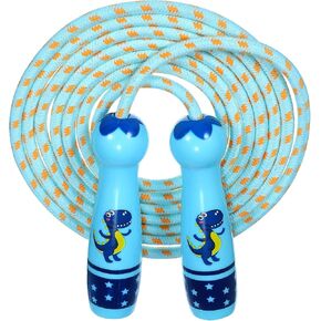 BESPORTBLE Wooden Playset Cotton Kids Dinosaur Skipping Rope Adjustable Cotton Braided Fitness Jumping Ropes with Wood Handle for Beginner Fitness Training Exercise Outdoor