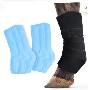 Gel Horse Ice Pack, Reusable Cooling Horse Leg Wrap for Injury, Full Coverage Leg Ice Boot Cold Pack for Hock, Knee, Legs, Boots and Hooves | Horse Tack