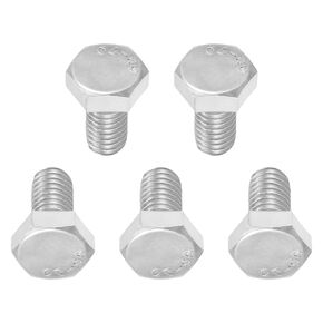 M6x10mm(DxL) Full Thread Hex Bolts - 5Pack - Good for Furniture - 304 Stainless Steel Hexagon Head Cap Bolts Screws - Silver Tone