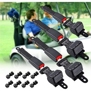 Universal Retractable Front Rear Golf Cart Seat Belt Kit for EZGO, Yamaha, Club Car