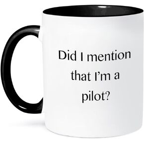 3dRose Did I Mention That I’m a Pilot Two Tone Mug, 11 oz, Black/White