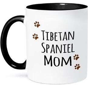 3dRose Tibetan Spaniel Dog Mom Mug, 11 oz, Black