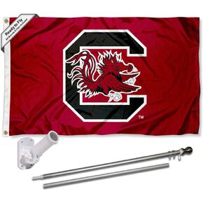 College Flags & Banners Co. South Carolina Gamecocks Flag with Pole and Bracket Complete Set