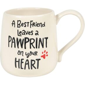 Enesco Our Name is Mud Pawprint on Your Heart Pet Bereavement Engraved Coffee Mug, 16 Ounce, White