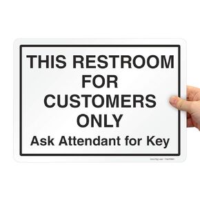 SmartSign “This Restroom for Customers Only, Ask Attendant for Key" Label | 10" x 14" Laminated Vinyl