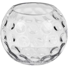 6.3" Dia Handmade Sturdy Dimpled Bubble Bowl Glass Vases, Bubble Planter Terrarium, Bud Vase, Fish Bowl Hurricane, Globe Flower Vase, Hurricane Candle Holder (6.3"x5.1", Bowl)