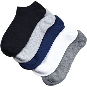 Women's and men's Ankle Low Cut Athletic Running No Show Socks With Diffrent Colors (5 PAIRS), X-Small-XX-Large