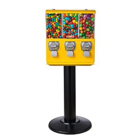 VEVOR Commercial Vending Machine, Four Compartment Rotatable Gumball and Candy Dispenser, Adjustable Height Coin Operated Candy Bank with Iron Stand, for Business Toy Capsules Bouncy Balls Nut, Blue