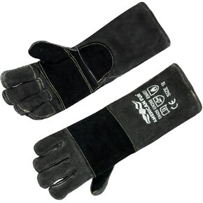 Welding/BBQ Leather Gloves 16 Inches,932℉, Stick Welding Gloves Heat/Fire Resistant, Mitts for Oven/Grill/Fireplace/Furnace/Stove/BBQ/16 inches Extra Long Sleeve (16 Inches, Pink-Black)