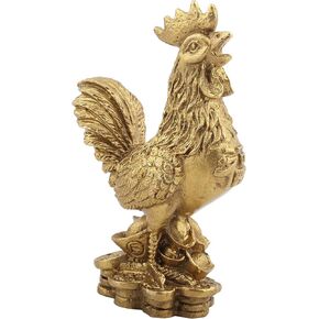 Tyenaza Brass Chicken Figurine Brass Rooster Chicken Symbol of Luck and Wealth Feng Shui Home Decor