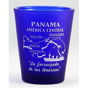 Panama Central America Cobalt Blue Frosted Shot Glass
