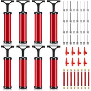 Chumia 8 Sets Ball Pump with Needle Nozzle Hose Kit, 10 Inch Hand Pump Manual Soccer Pump Handheld Ball Inflator Pump with Needle Inflation Devices and Accessories with Extension Hose for Sports