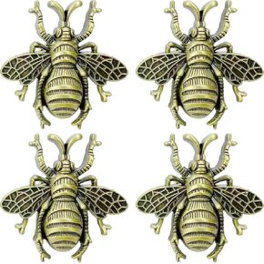 Fennco Styles Modern Bumblebee Metal Napkin Rings, Set of 4 – Antique Gold Napkin Rings for Home Décor, Dining Table, Family Gathering, Themed Party, Banquet and Special Occasion