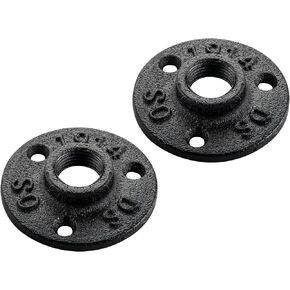 3/4" Floor Flange - Home Expert 10 Pack Black Painted Malleable Cast Iron Pipe Flange Pipe Fitting with Threaded Hole for Industrial Metal Pipe