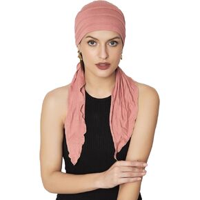 Chemo Headwear Pre Tied Ruffle Cap for Cancer Hair Loss Women Soft Bamboo