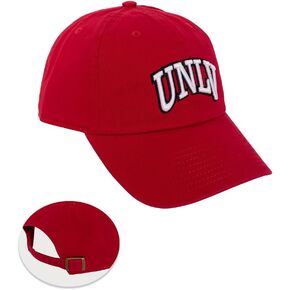 Desert Cactus University of Nevada Las Vegas Baseball Hat UNLV Rebels Brimmed Embroirderd Cap Adjustable Cloth Strap Adult (Style A) Red