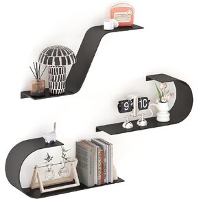 Orange Floating Shelves Set of 3, Orange Metal Wall Decor, Unique Wall Mounted Floating Shelf, Modern Long Wall Shelf, Orange Large Wall Shelves for Bedroom, Bathroom, Living Room