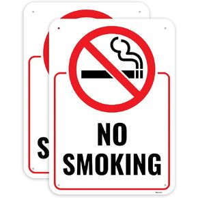 2PC No Smoking Sign, 14 x 10 Inches - Aluminum - No Smoking Signs for Business Home