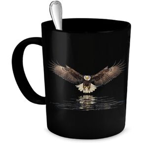 Eagle Coffee Mug - Eagle Flying Black Mug- Eagle Gifts- Eagle Travel Mug - 11 Oz Ceramic Mug