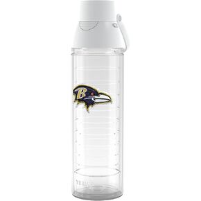 Tervis NFL Baltimore Ravens - الشعار الأساسي مصنوع في الولايات المتحدة الأمريكية، كوب سفر معزول بجدار مزدوج يحافظ على المشروبات باردة وساخنة، زجاجة مياه Venture Lite سعة 24 أونصة، كلاسيكية