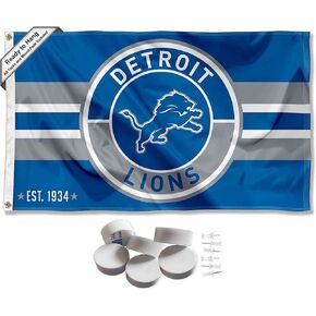 Detroit Lions Patch Button Banner and Tapestry Wall Tack Pads