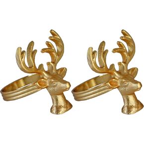 Napkin Rings Set of 6 for Dining Table Decoration Parties Everyday Metal Napkin Holder Deer Gold (Pack of 6)