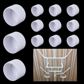 12Pack 1-1/4" PVC Pipe End Cap Fitting Schedule 40 Furniture Grade White PVC Pipe End Cap Plug Adapter Pipe Fittings Slip (Socket) for Build PVC Furniture DIY Garden Shelf, Home or Industrial Use